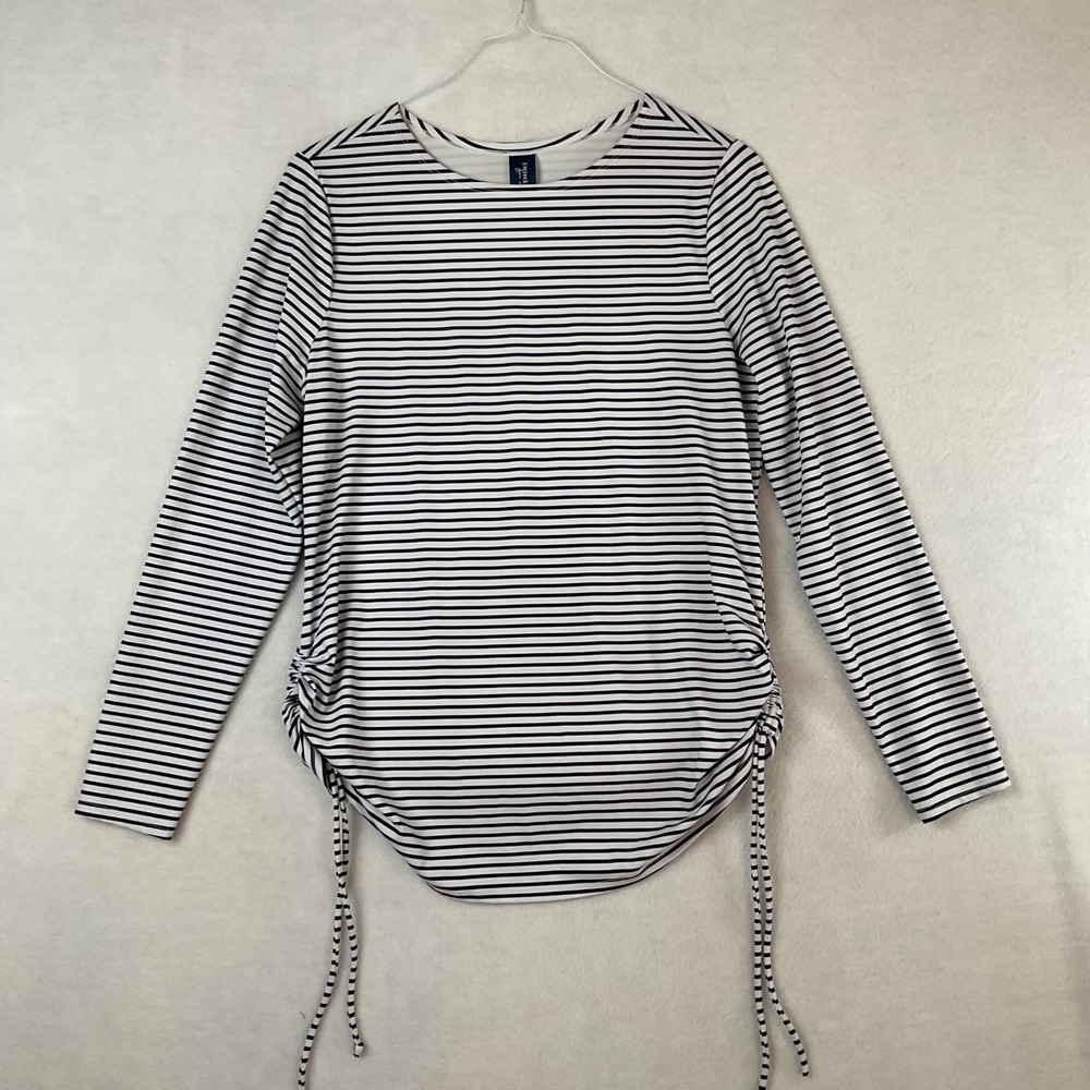 Swimsuits For All Women 16 Rash Guard Swim Top Long Sleeve Black Striped Ruched‎